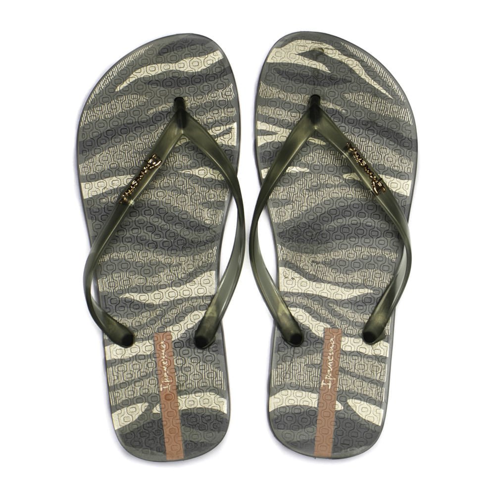 Chinelo Feminino Grendene Ipanema Animal Chic Verde/dourado