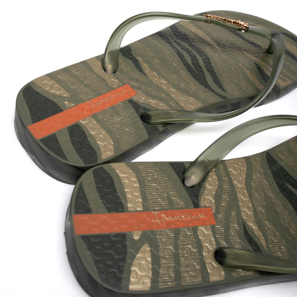Chinelo Feminino Grendene Ipanema Animal Chic Verde/dourado Verde 4