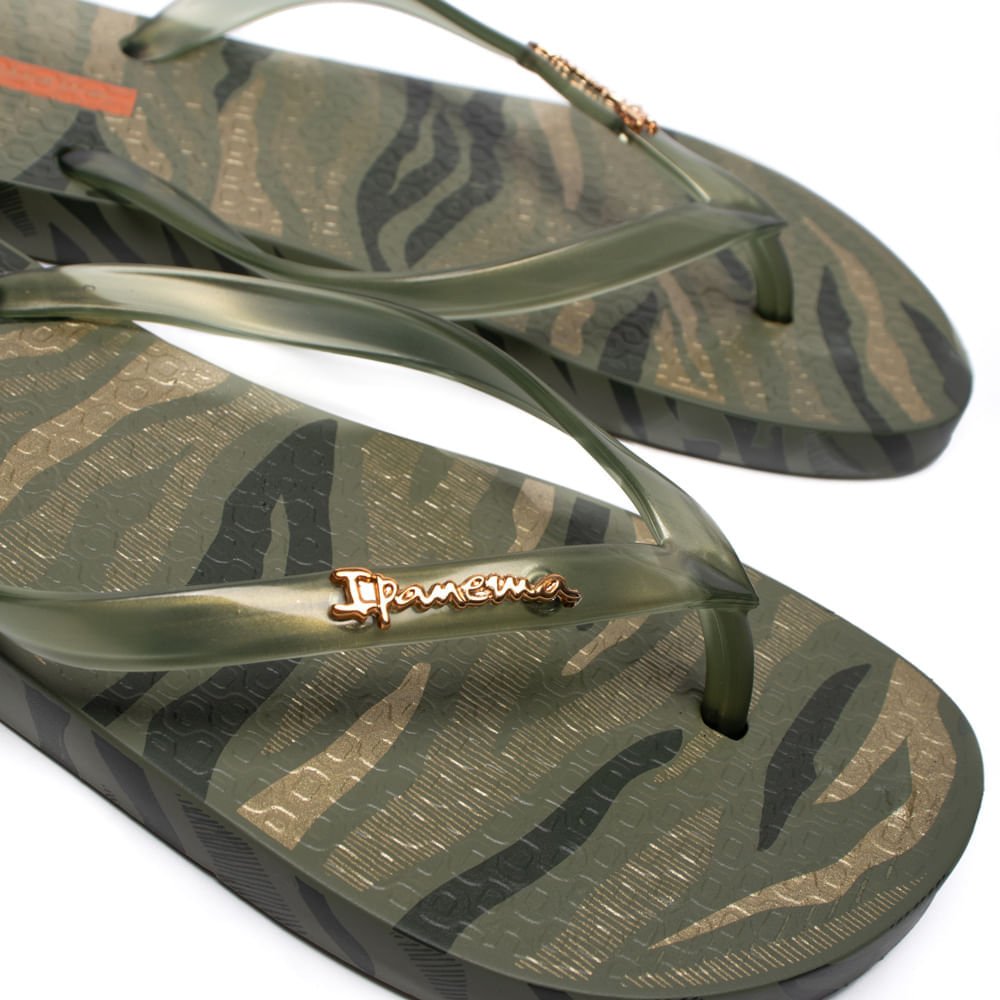 Chinelo Feminino Grendene Ipanema Animal Chic Verde/dourado Verde 5