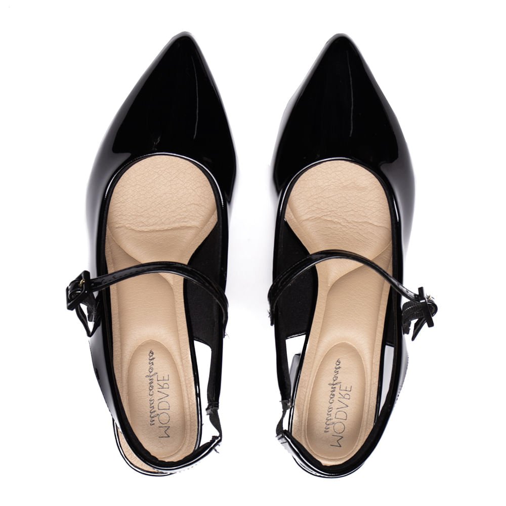 Sapato Feminino Modare Slingback Verniz Preto Preto 4