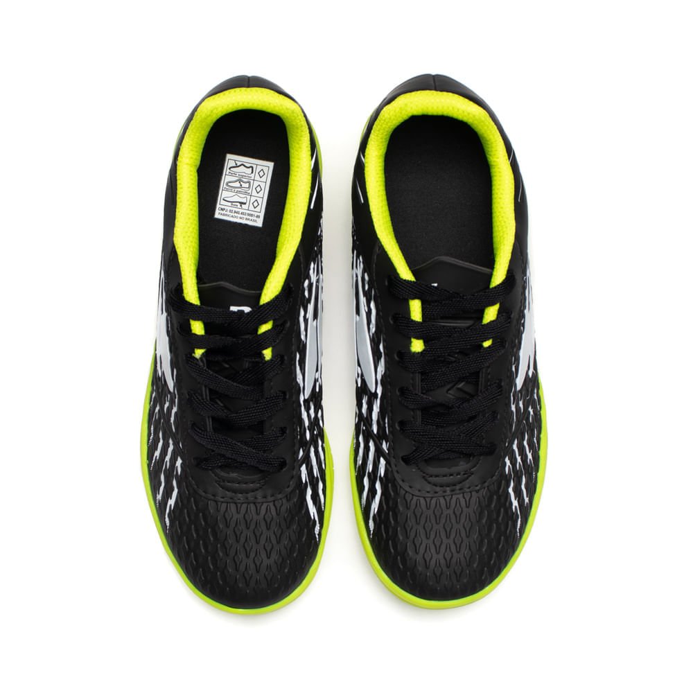 Chuteira Futsal Infantil Dray Indoor Foorcy Preto/Verde Neon Preto/Verde 4