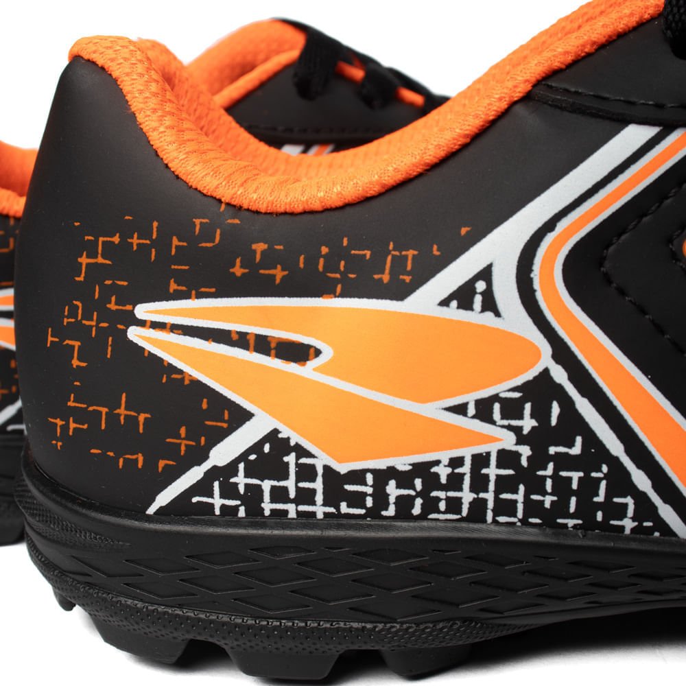 Chuteira Society Infantil Dray Spedy Preto/Laranja Neon Preto/Laranja 5