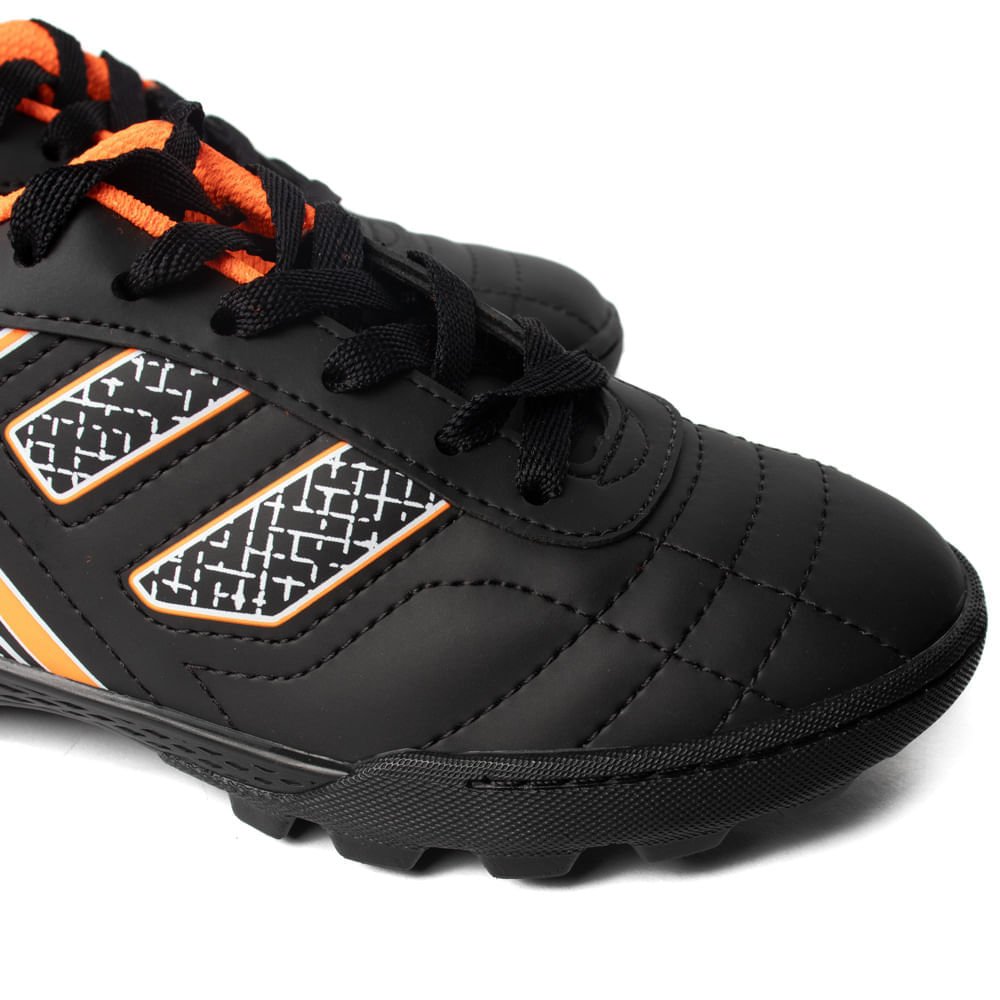 Chuteira Society Infantil Dray Spedy Preto/Laranja Neon Preto/Laranja 6