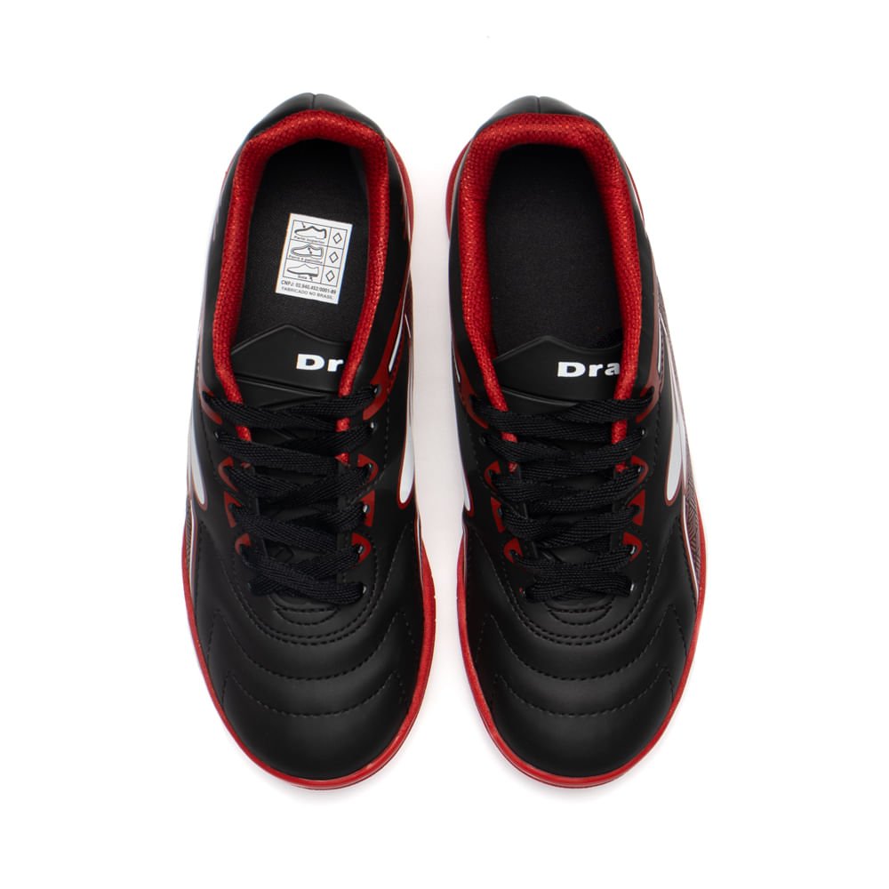 Chuteira Futsal Infantil Dray Indoor Spedy Preto/Vermelho Preto/Vermelho 4
