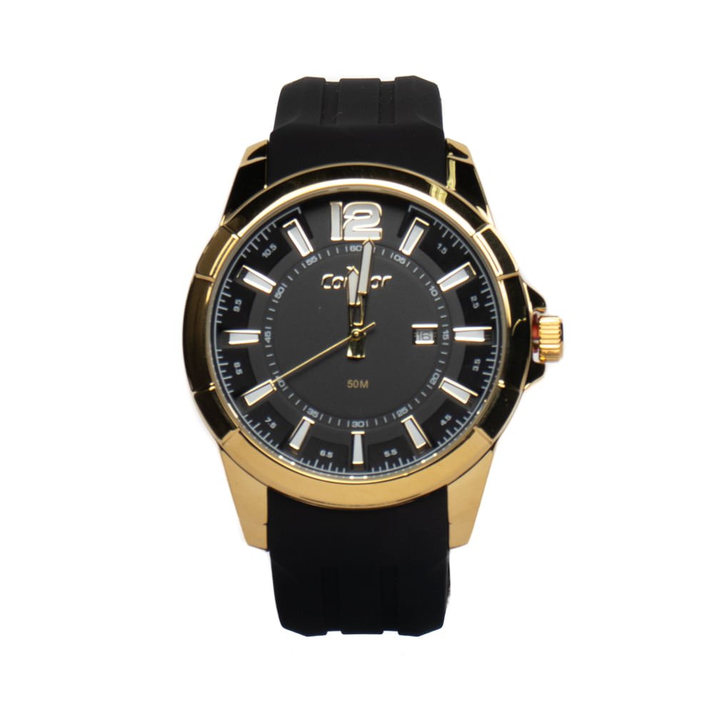 Relógio Masculino Condor Analógico CO2115MVY/K5P com Porta Cartões Preto/Dourado