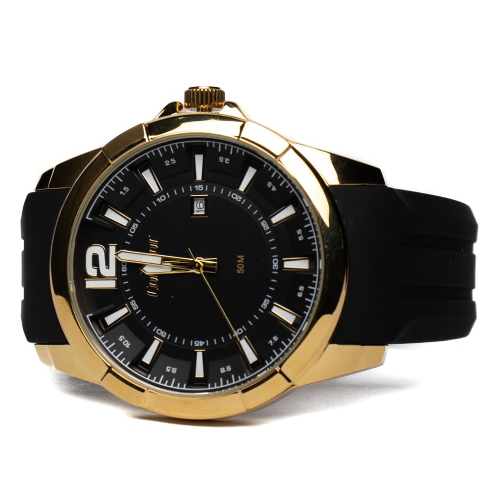 Relógio Masculino Condor Analógico CO2115MVY/K5P com Porta Cartões Preto/Dourado Preto/Dourado 3