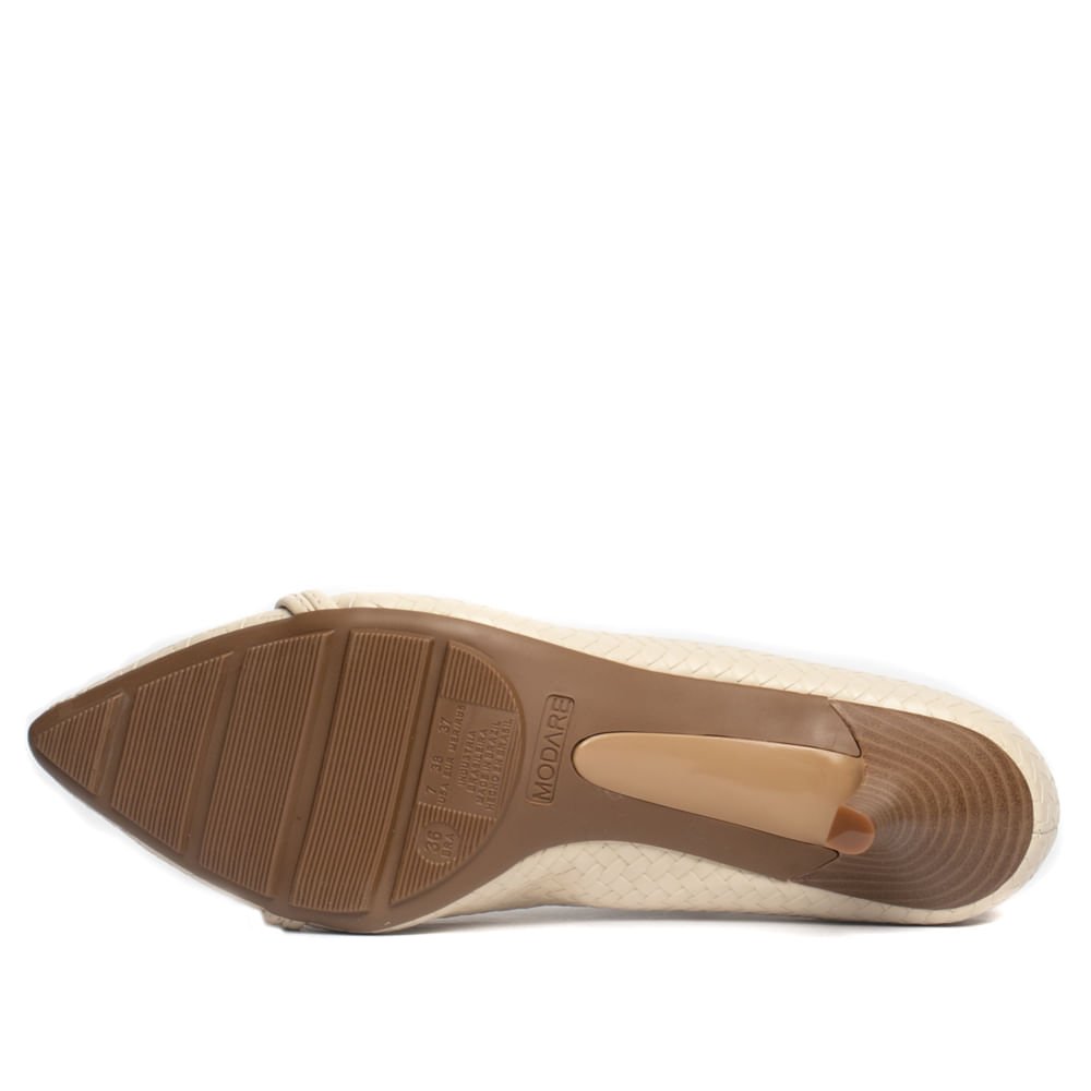 Sapato Feminino Modare Scarpin em Napa Tressê Creme Bege 2