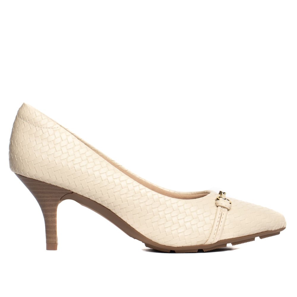 Sapato Feminino Modare Scarpin em Napa Tressê Creme