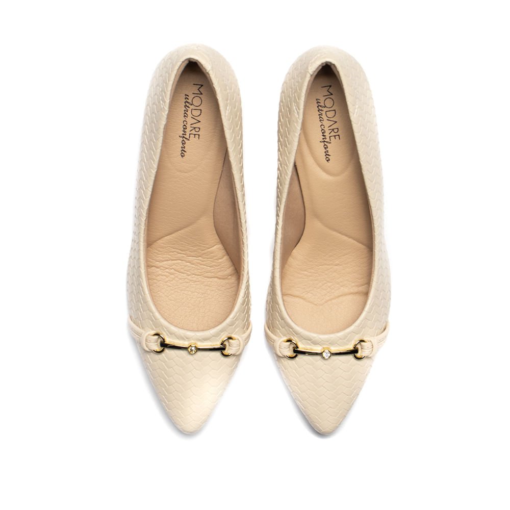 Sapato Feminino Modare Scarpin em Napa Tressê Creme Bege 4