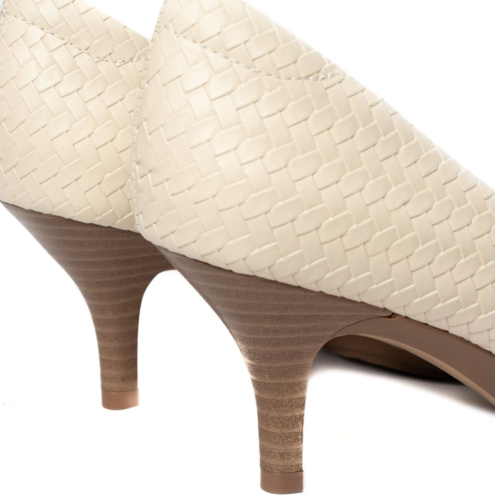 Sapato Feminino Modare Scarpin em Napa Tressê Creme Bege 5