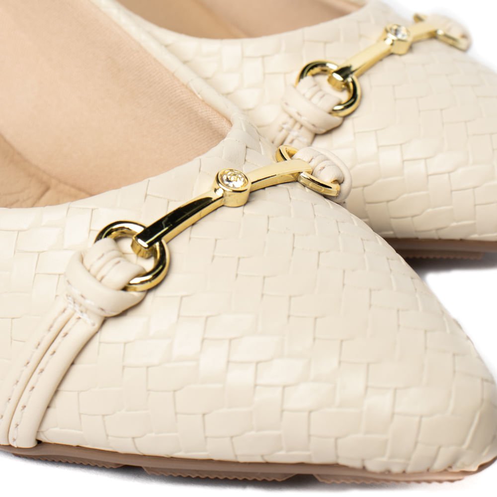 Sapato Feminino Modare Scarpin em Napa Tressê Creme Bege 6