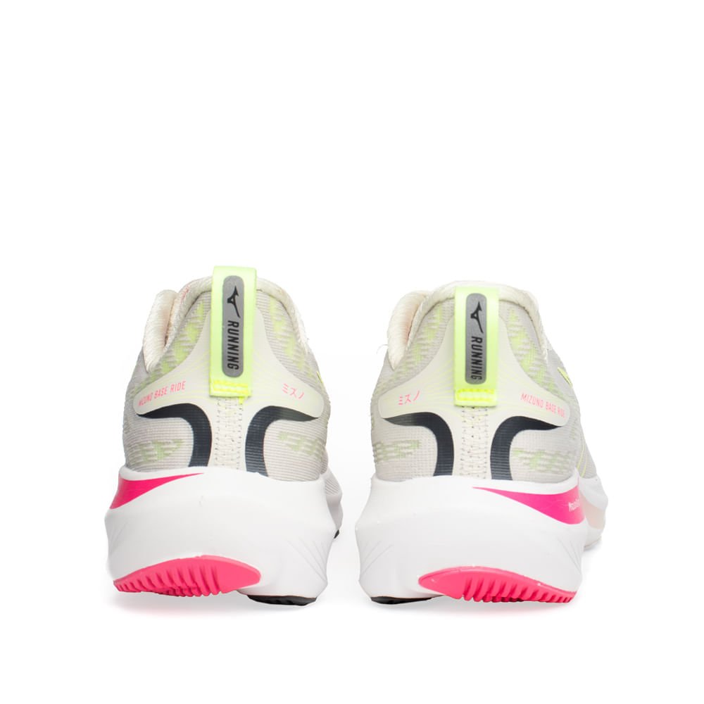 Tênis Feminino Mizuno Base Ride Off Withe/Rosa Branco 3