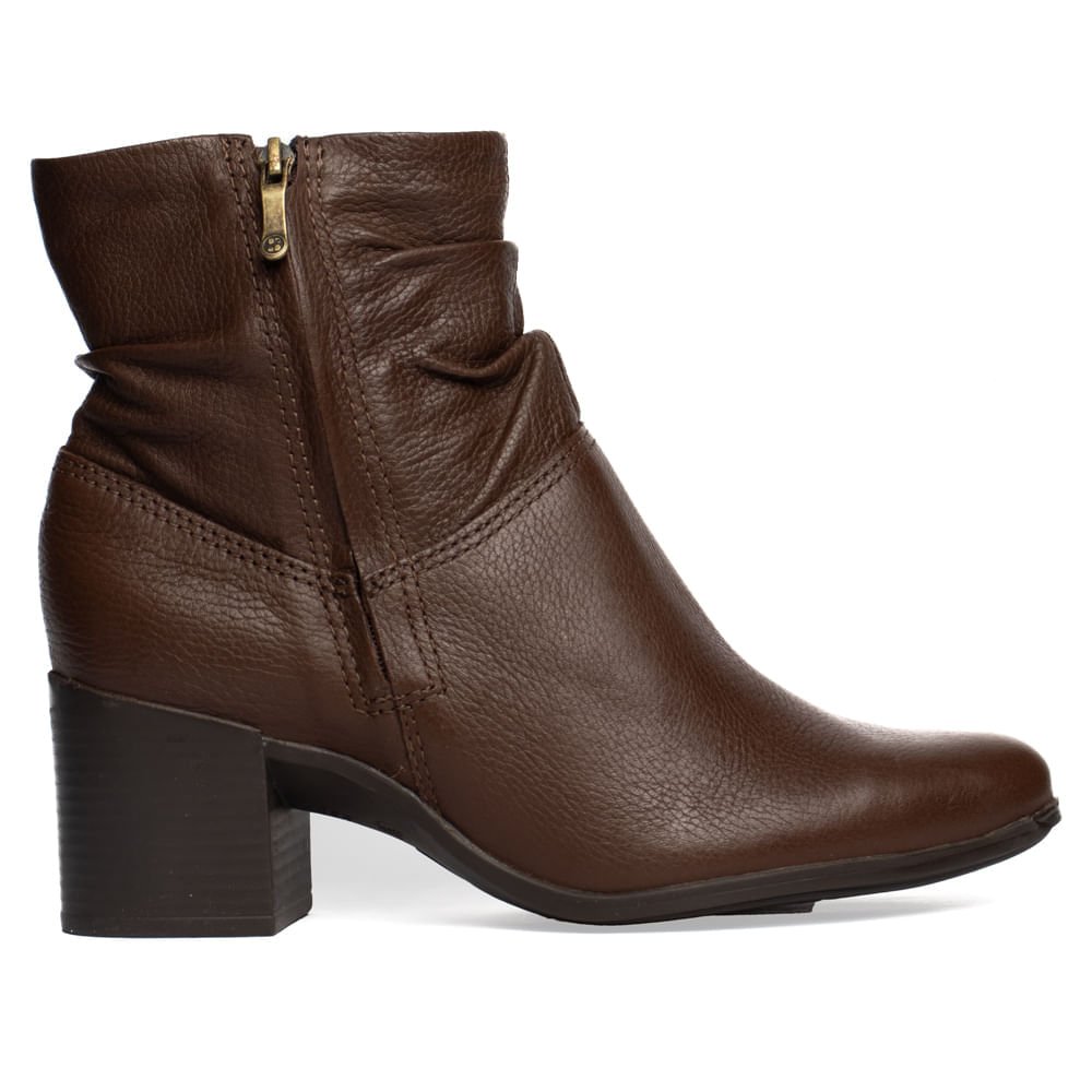 Bota Feminina Bottero de Couro Cano Curto Marrom Escuro