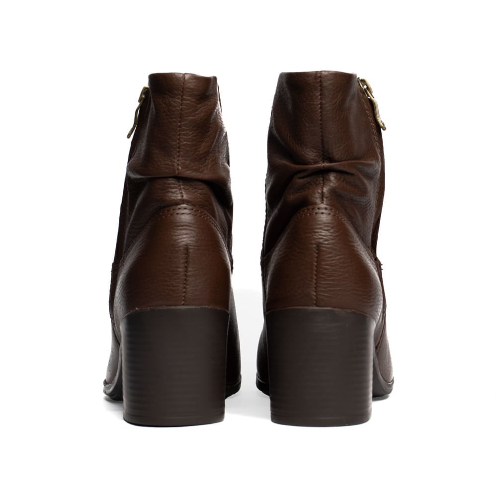 Bota Feminina Bottero de Couro Cano Curto Marrom Escuro Marrom Escuro 3
