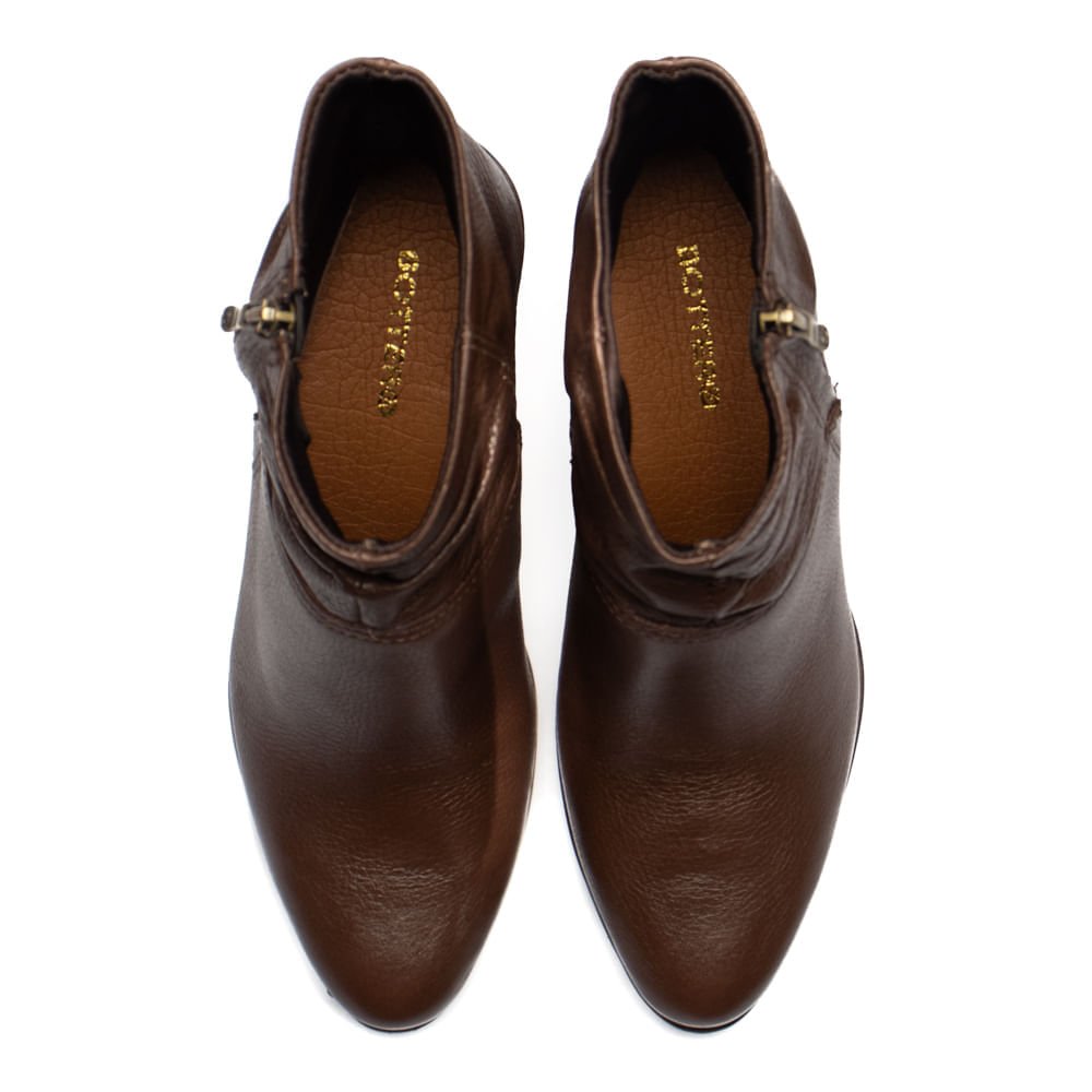 Bota Feminina Bottero de Couro Cano Curto Marrom Escuro Marrom Escuro 4