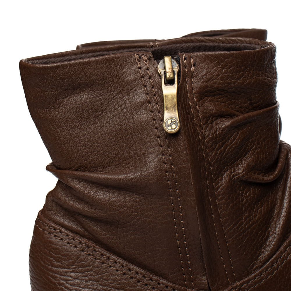 Bota Feminina Bottero de Couro Cano Curto Marrom Escuro Marrom Escuro 5