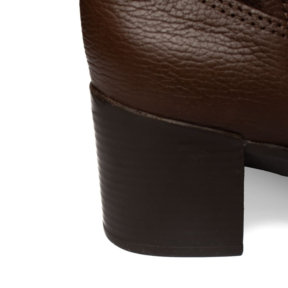 Bota Feminina Bottero de Couro Cano Curto Marrom Escuro Marrom Escuro 7