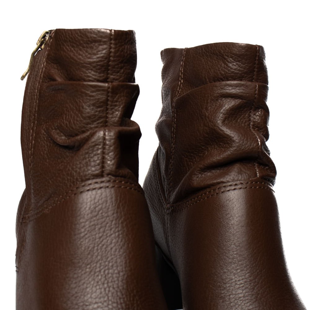 Bota Feminina Bottero de Couro Cano Curto Marrom Escuro Marrom Escuro 8