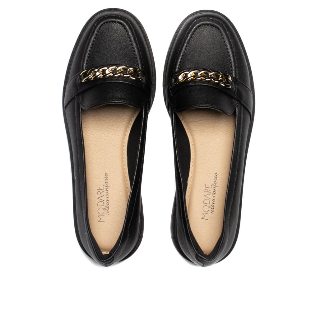 Mocassim Feminino Modare com Detalhe Dourado Preto Preto 3