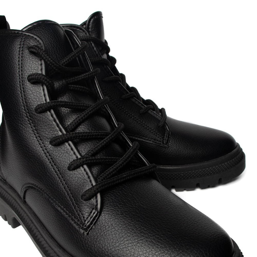 Coturno Feminino Moleca com Cadarço Preto Preto 6