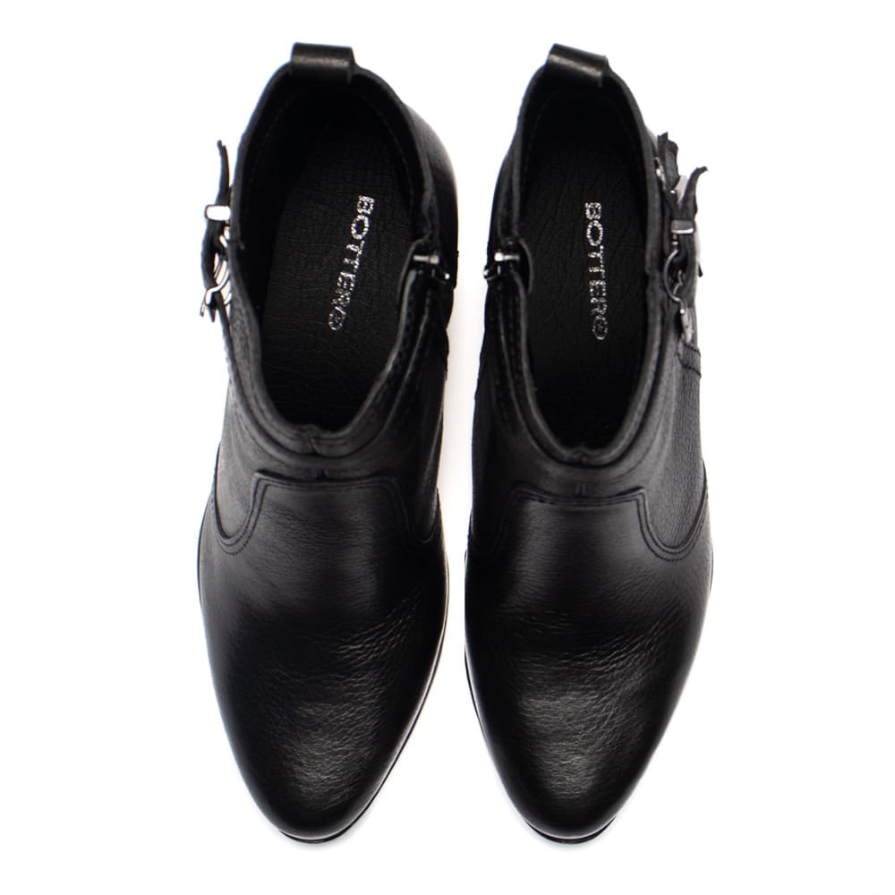 Bota Feminina Bottero de Couro Cano Curto Preto Preto 4