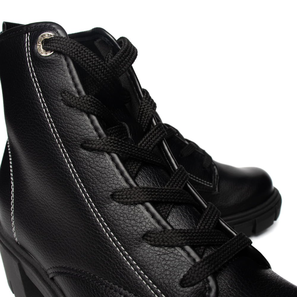 Coturno Feminina Moleca com Cadarço Preto Preto 6