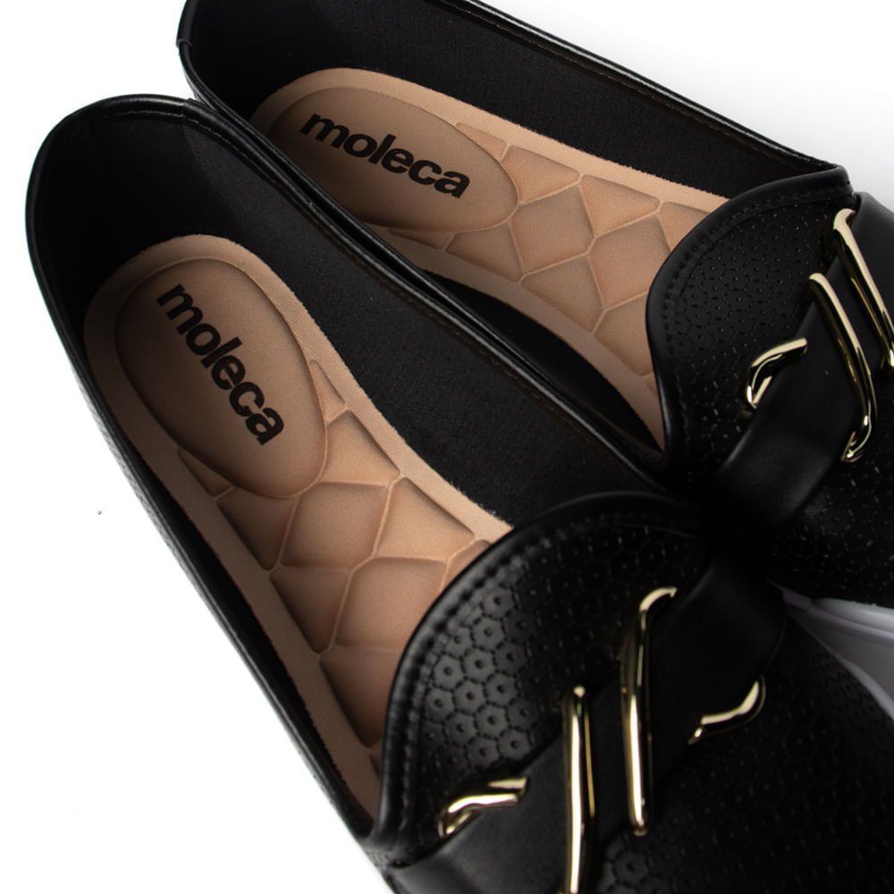 Sapatilha Feminina Moleca com Detalhe em Dourado Preto Preto 6