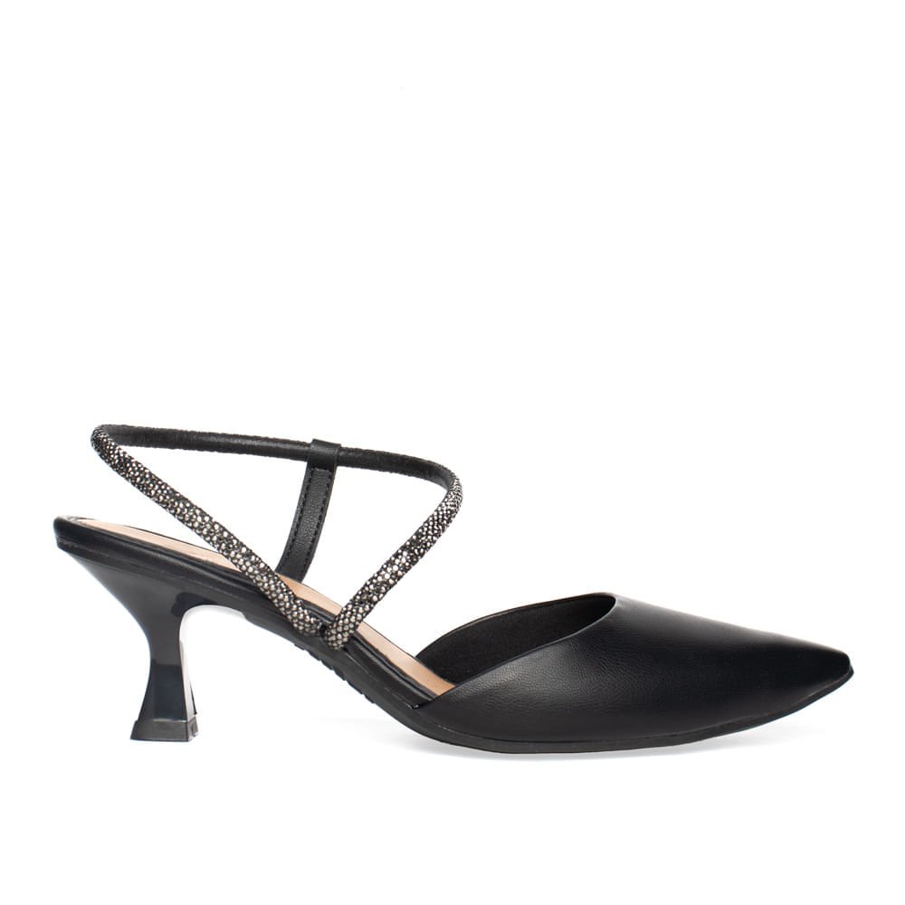 Sapato Mississipi  de Salto Baixo Bico Fino Preto