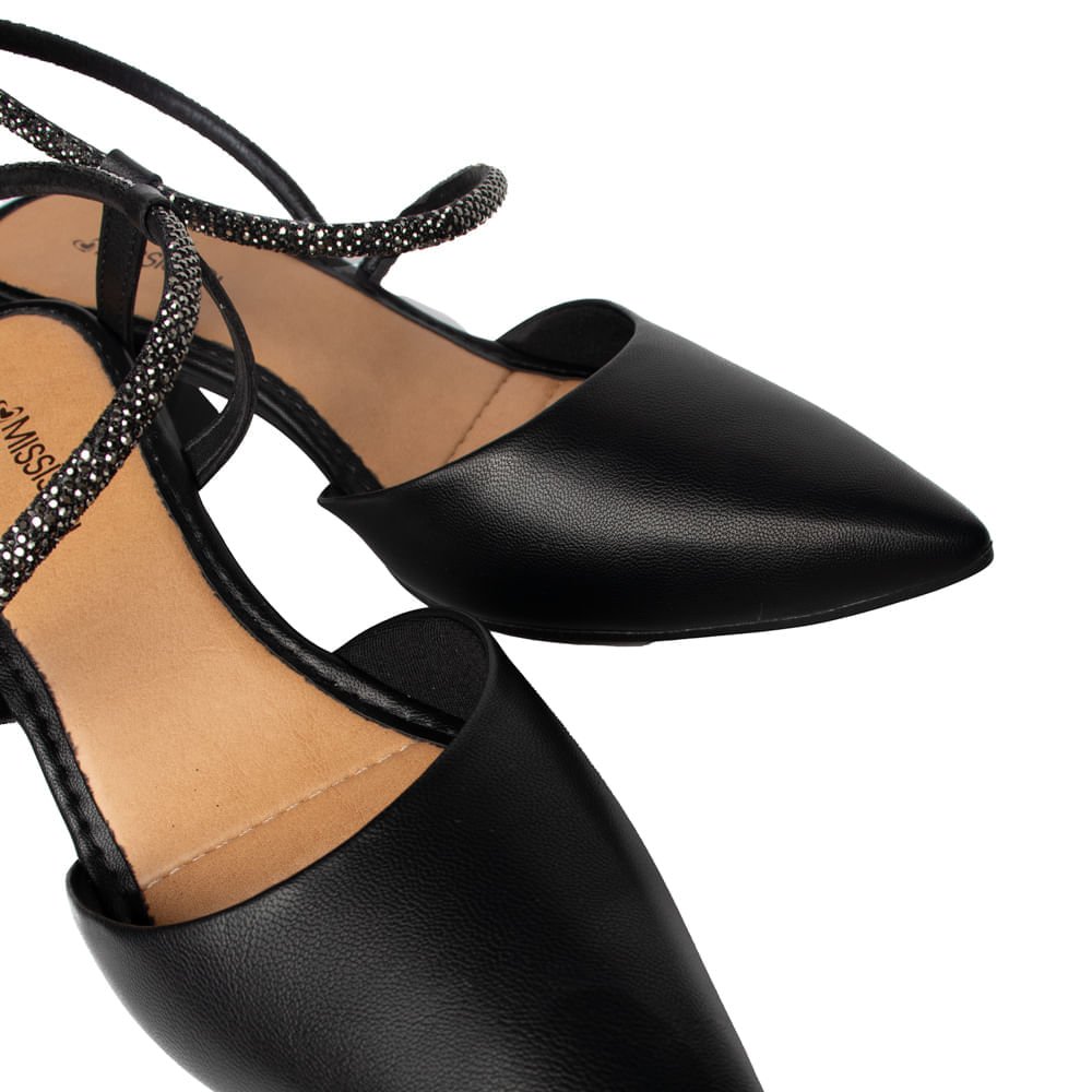 Sapato Mississipi  de Salto Baixo Bico Fino Preto Bege 5