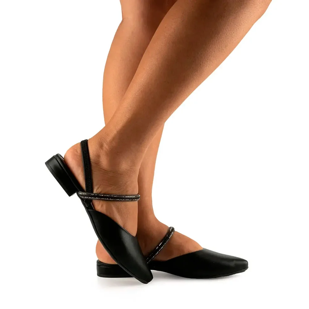 Sapato Mississipi Solado Baixo de Brilho Preto Preto 5