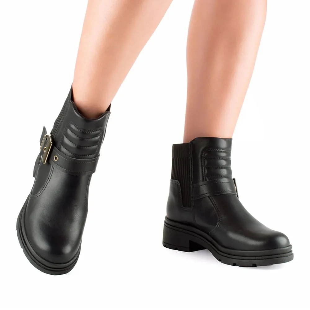 Bota Mississipi de Cano Curto com Fivela Preto Preto 5