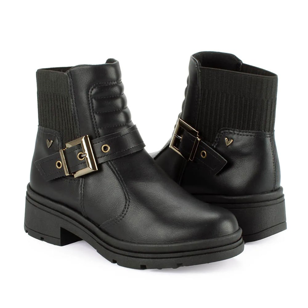 Bota Mississipi de Cano Curto com Fivela Preto Preto 4
