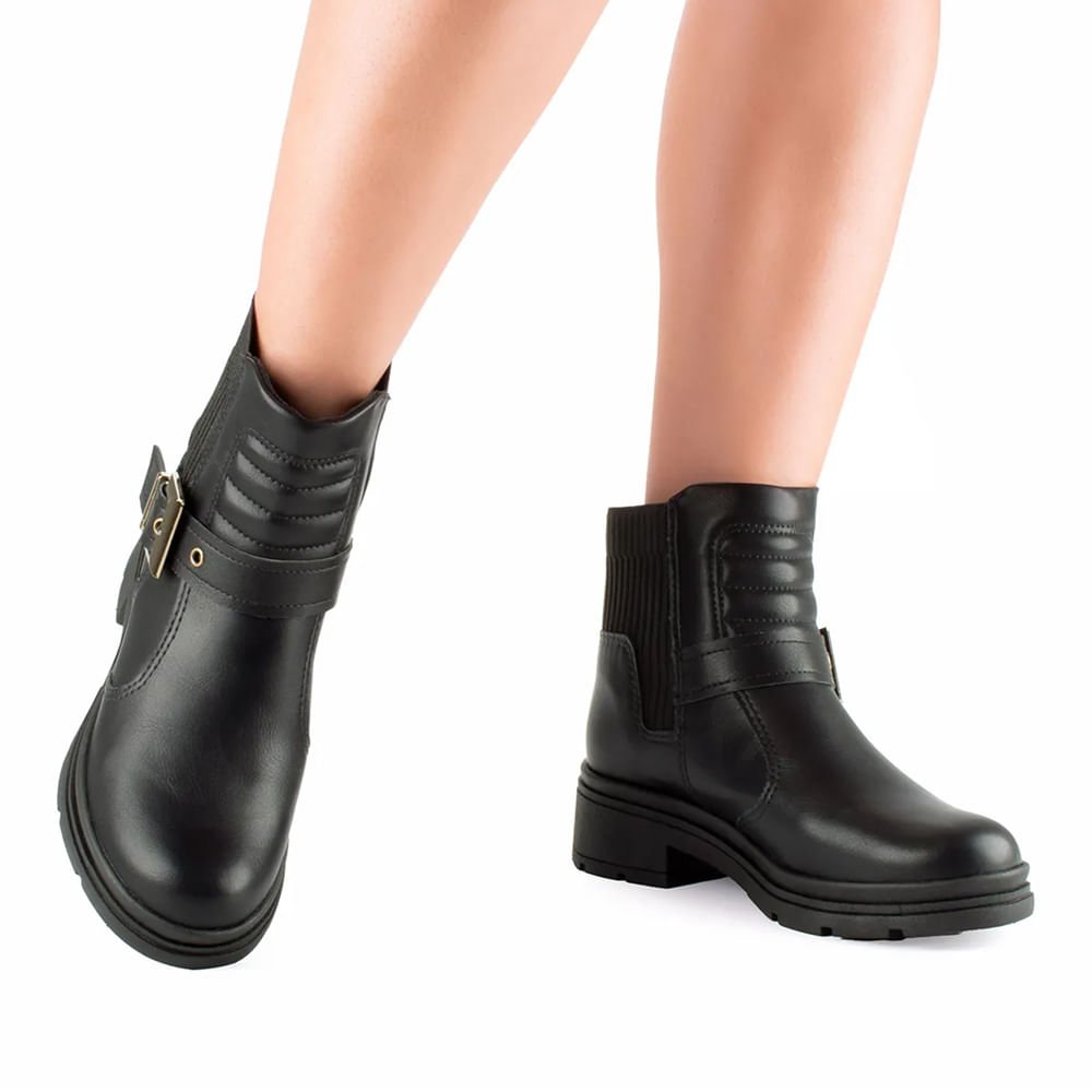 Bota Mississipi de Cano Curto com Fivela Preto Preto 5