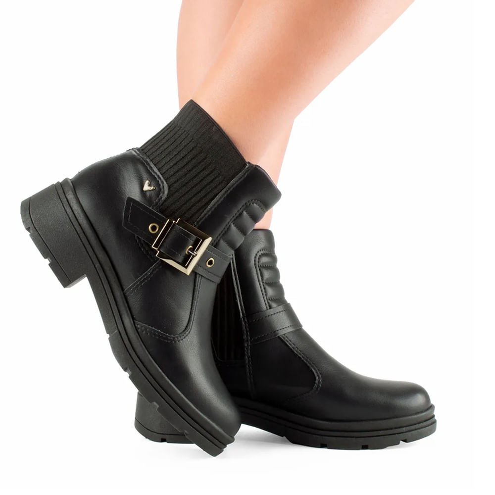 Bota Mississipi de Cano Curto com Fivela Preto Preto 6