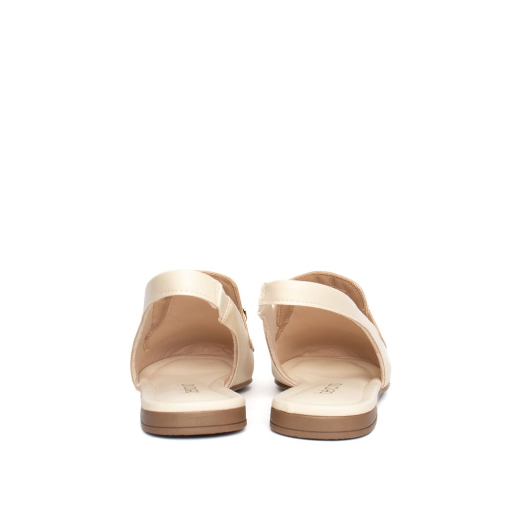 Mule Beira Rio Napa Turim com Adereço Dourado Bege Claro Bege Claro 3