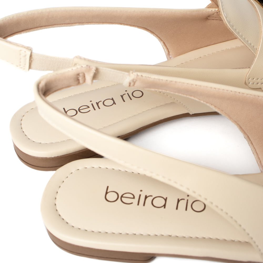Mule Beira Rio Napa Turim com Adereço Dourado Bege Claro Bege Claro 5