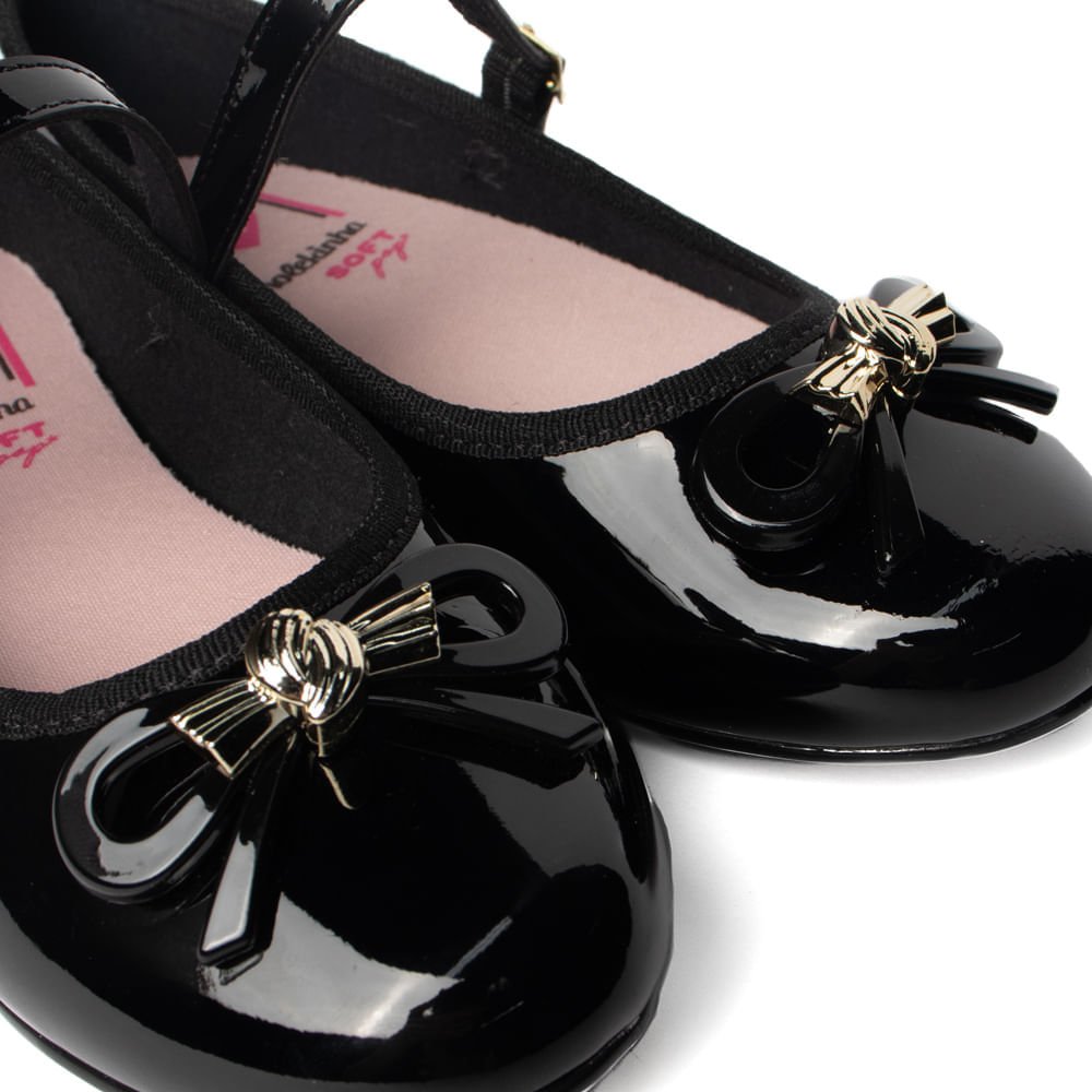 Sapato Infantil Molekinha em Verniz com Laço Preto Preto 6