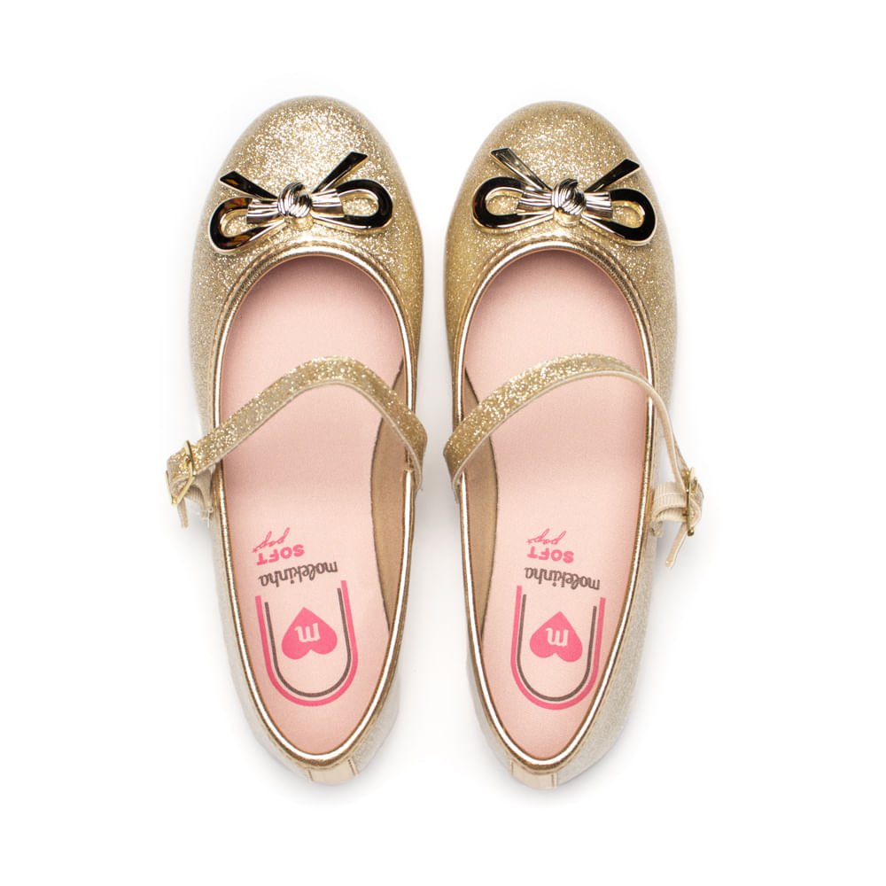 Sapatilha Infantil Molekinha Brilho Dourada Dourado 4