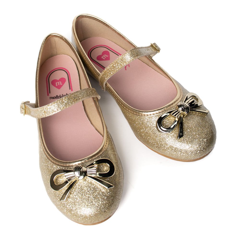 Sapatilha Infantil Molekinha Brilho Dourada Dourado 7