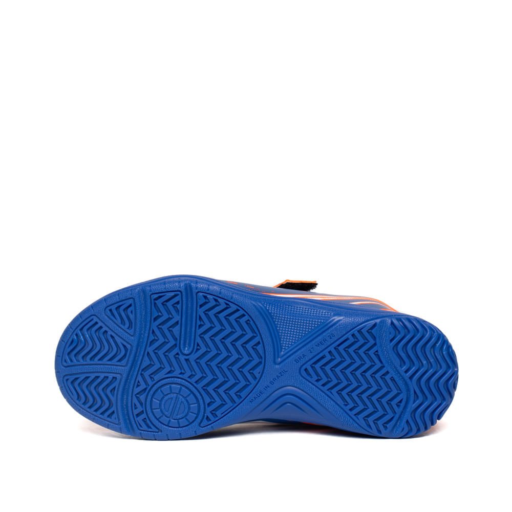 Chuteira Futsal Infantil Dray Indoor Drayzinho Tira Aderente Laranja/Azul Azul/Laranja 2