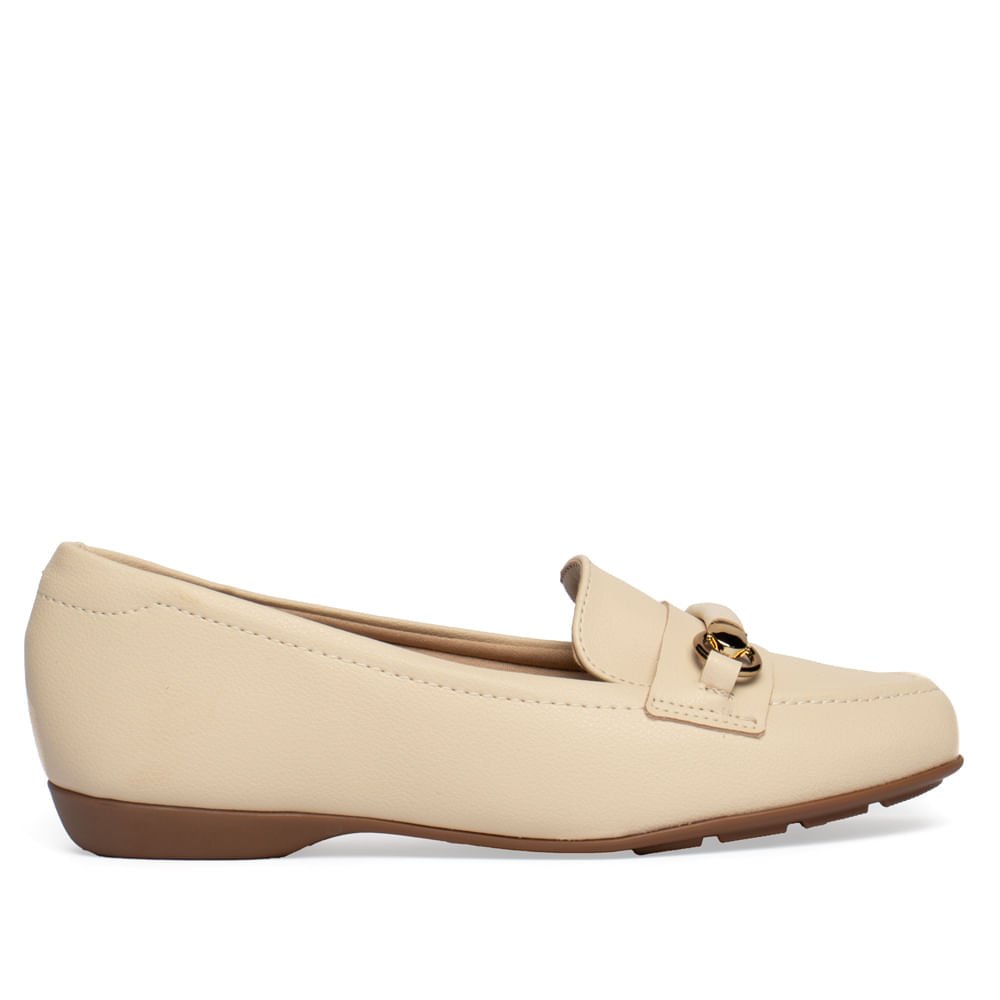 Sapatilha Feminina Modare Fivela Dourada Bege Claro