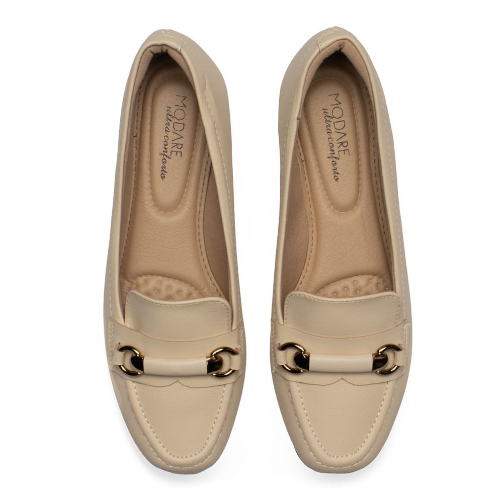 Sapatilha Feminina Modare Fivela Dourada Bege Claro Bege Claro 4