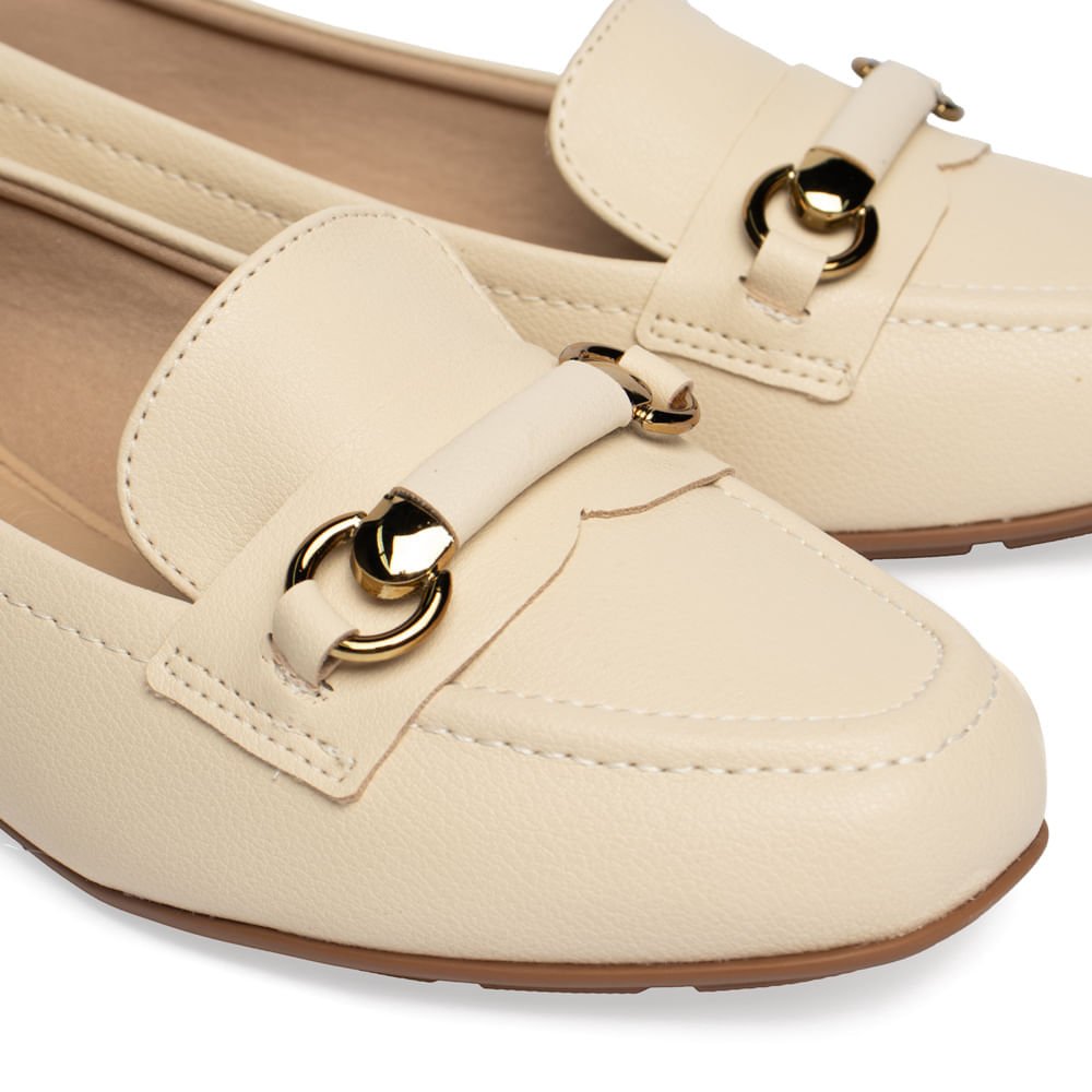 Sapatilha Feminina Modare Fivela Dourada Bege Claro Bege Claro 5