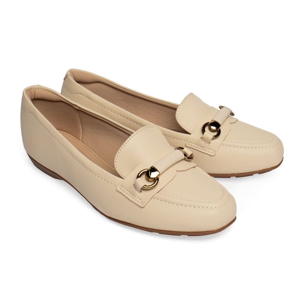 Sapatilha Feminina Modare Fivela Dourada Bege Claro Bege Claro 6