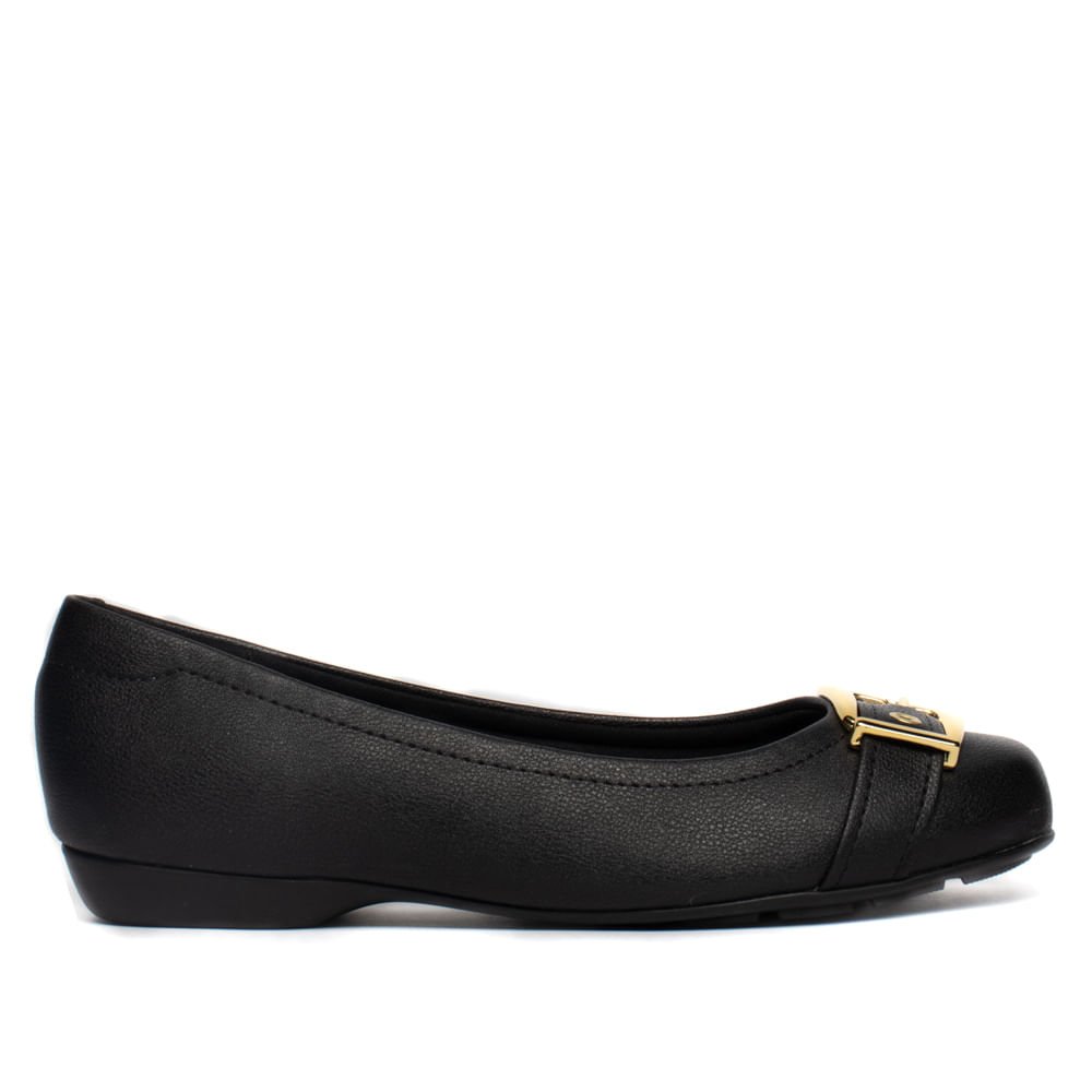 Sapatilha Feminina Modare Casual Com Fivela Dourada Preto