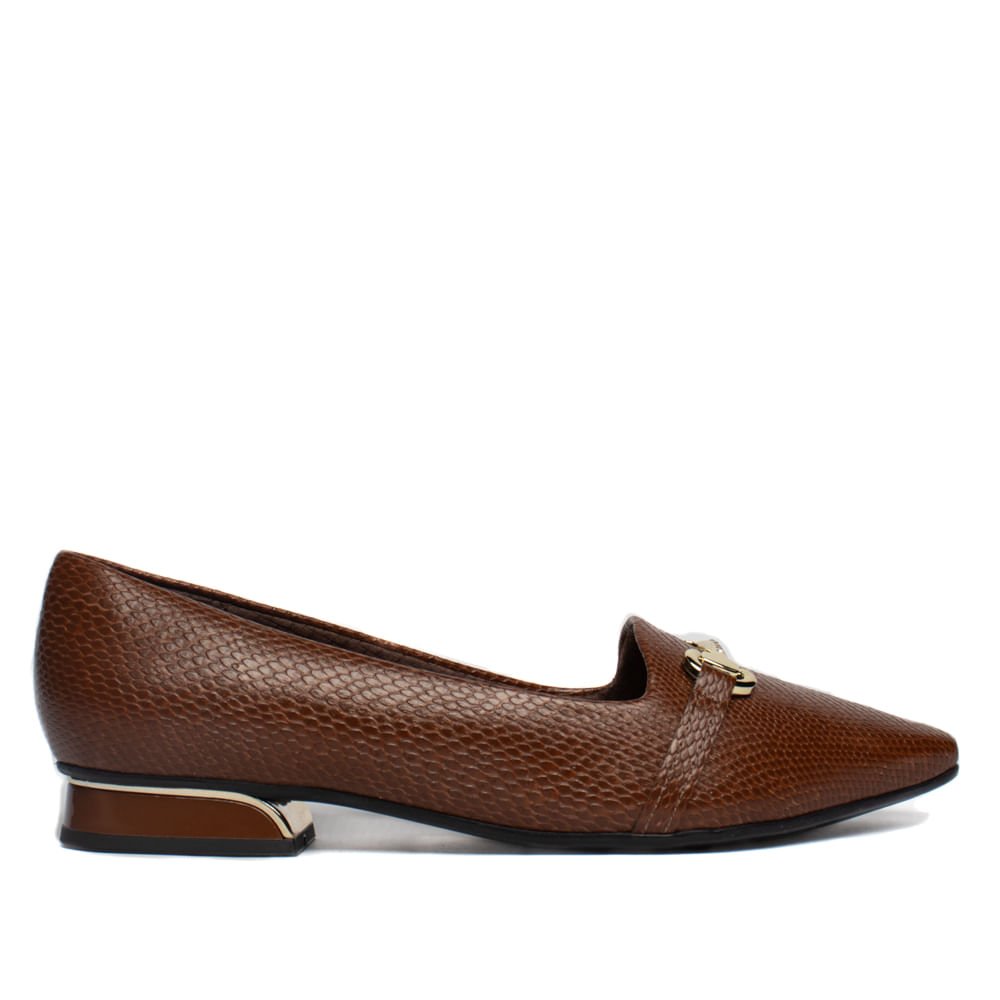 Sapato Feminino Picadilly Textura de Cobra Café