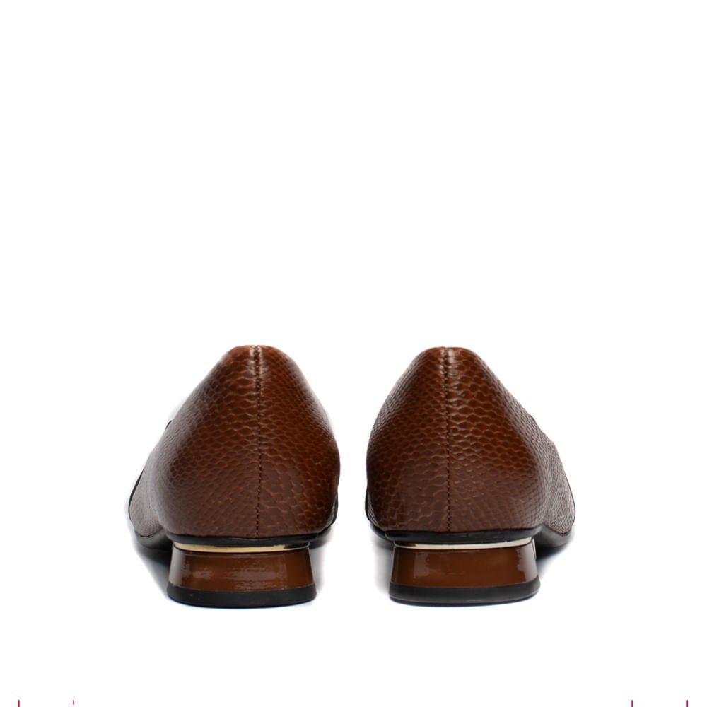 Sapato Feminino Picadilly Textura de Cobra Café Marrom 3