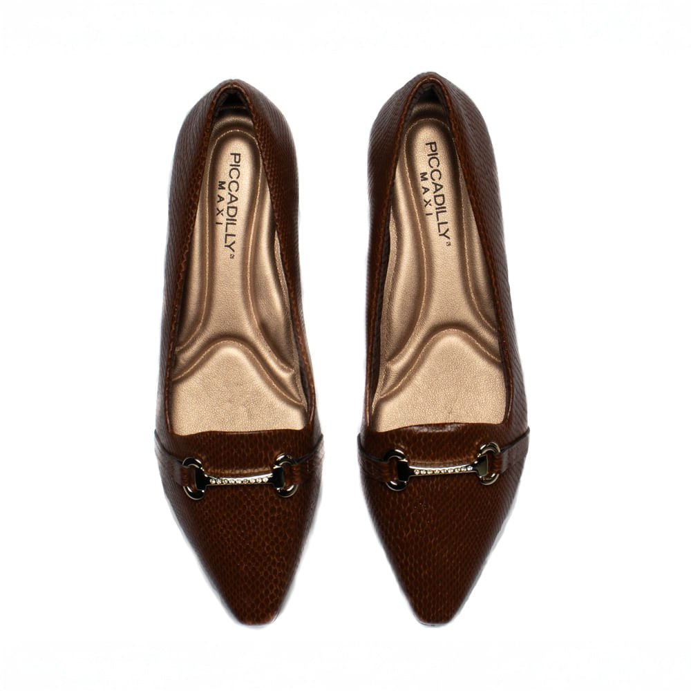 Sapato Feminino Picadilly Textura de Cobra Café Marrom 4