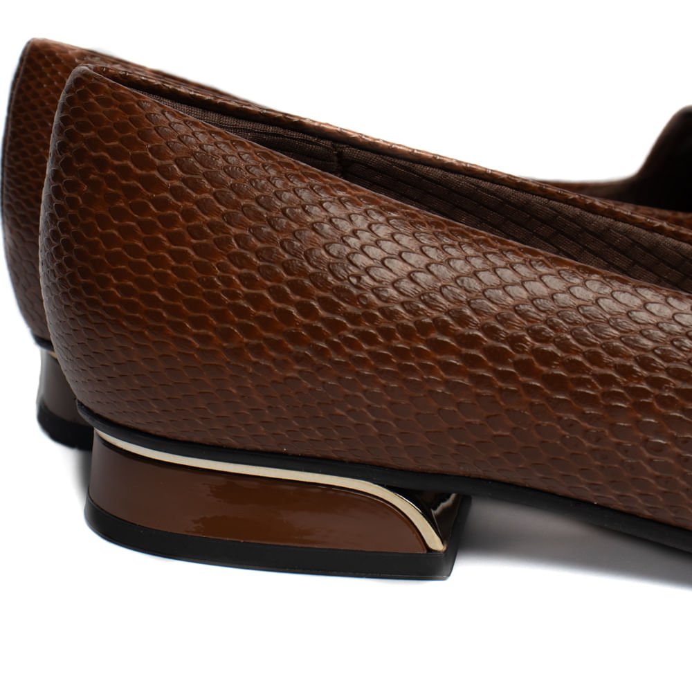 Sapato Feminino Picadilly Textura de Cobra Café Marrom 6