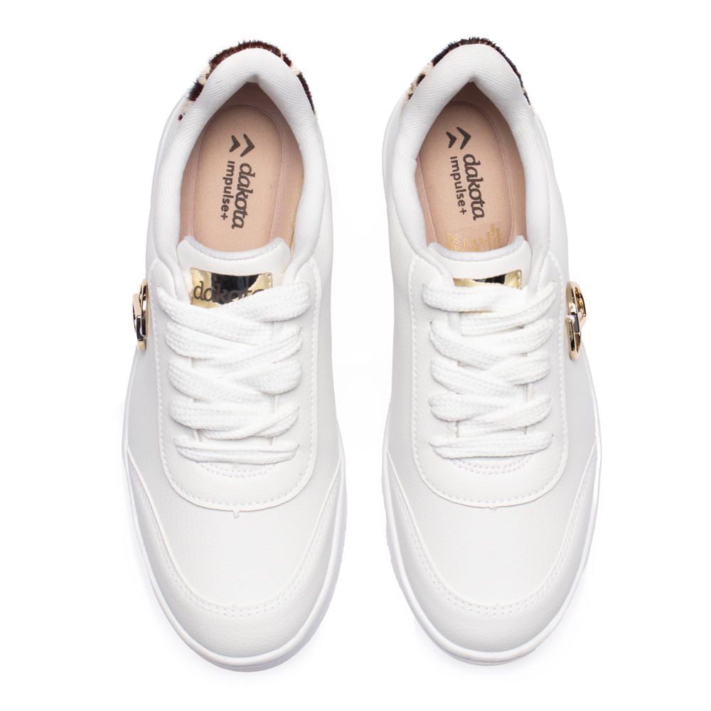 Tênis Feminino Dakota Casual Animal Print Branco Branco 4